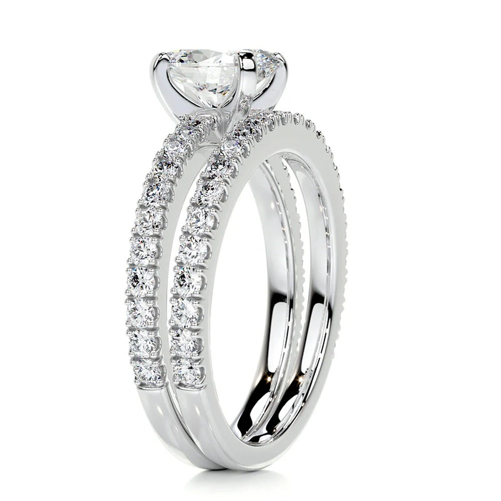 Oval Cut Pave Set Moissnaite RIng Set