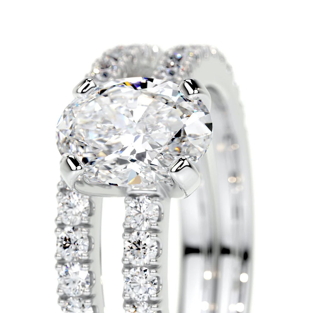 Oval Cut Moissanite Bridal Ring Set