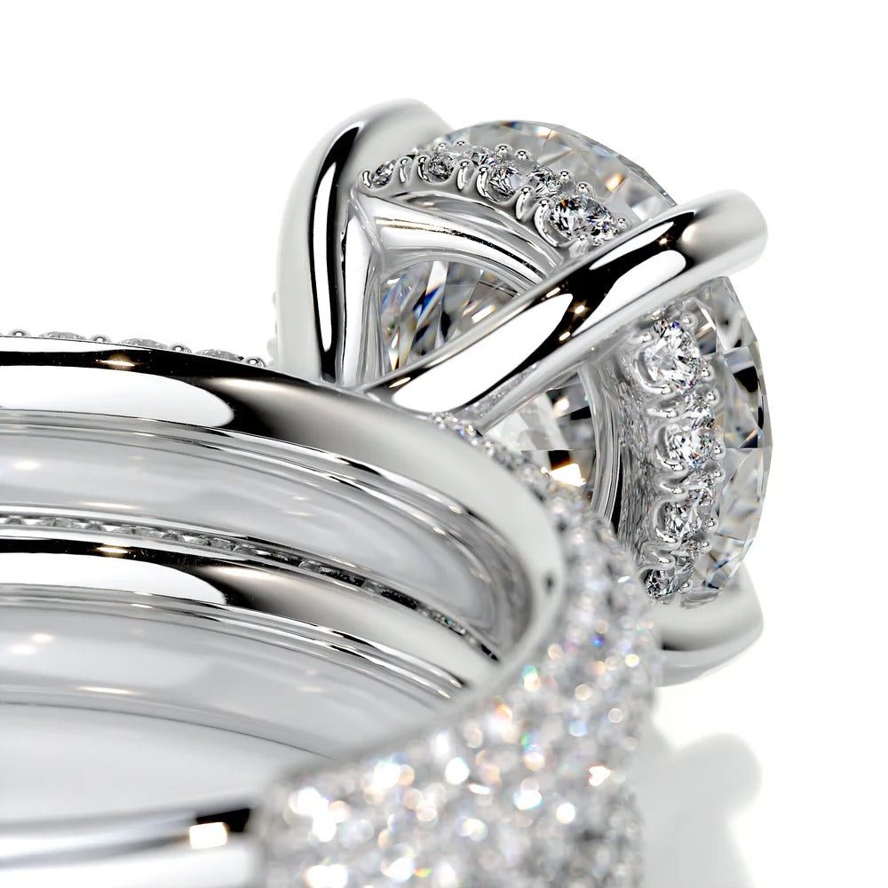 Brilliant Round Cut Hidden Halo Thick Wedding Ring Set