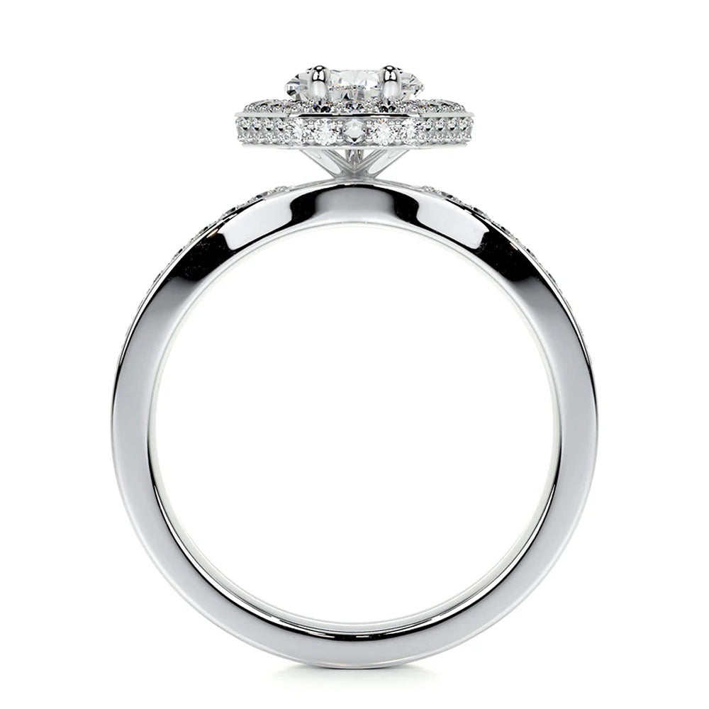 Pear Cut Halo Bridal Ring Set for Her