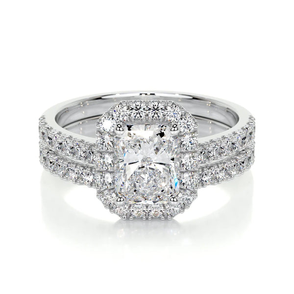 Moissanite Radiant Cut Halo Ring Set