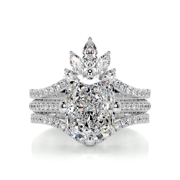 Cushion Cut Hidden Halo Wedding Bridal Ring Set