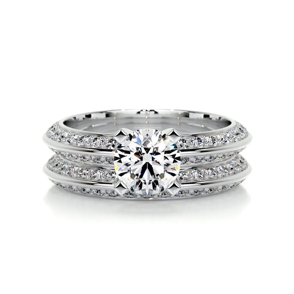 Moissanite Round Cut Wedding Bridal Ring Set
