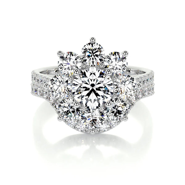 Moissanite Round Cut Floral Wedding Ring Set