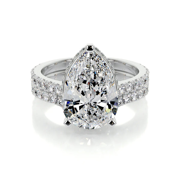 2CT Pear Cut Hidden Halo Bridal Set