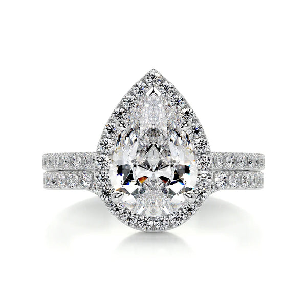 Pear Cut Halo Wedding Ring Set