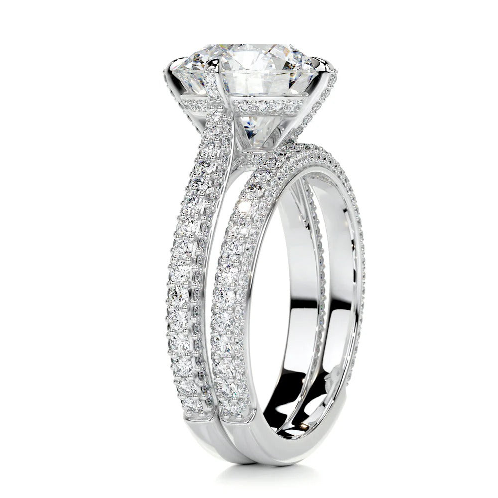 Moissanite Diamond Round Cut Bridal Ring Set
