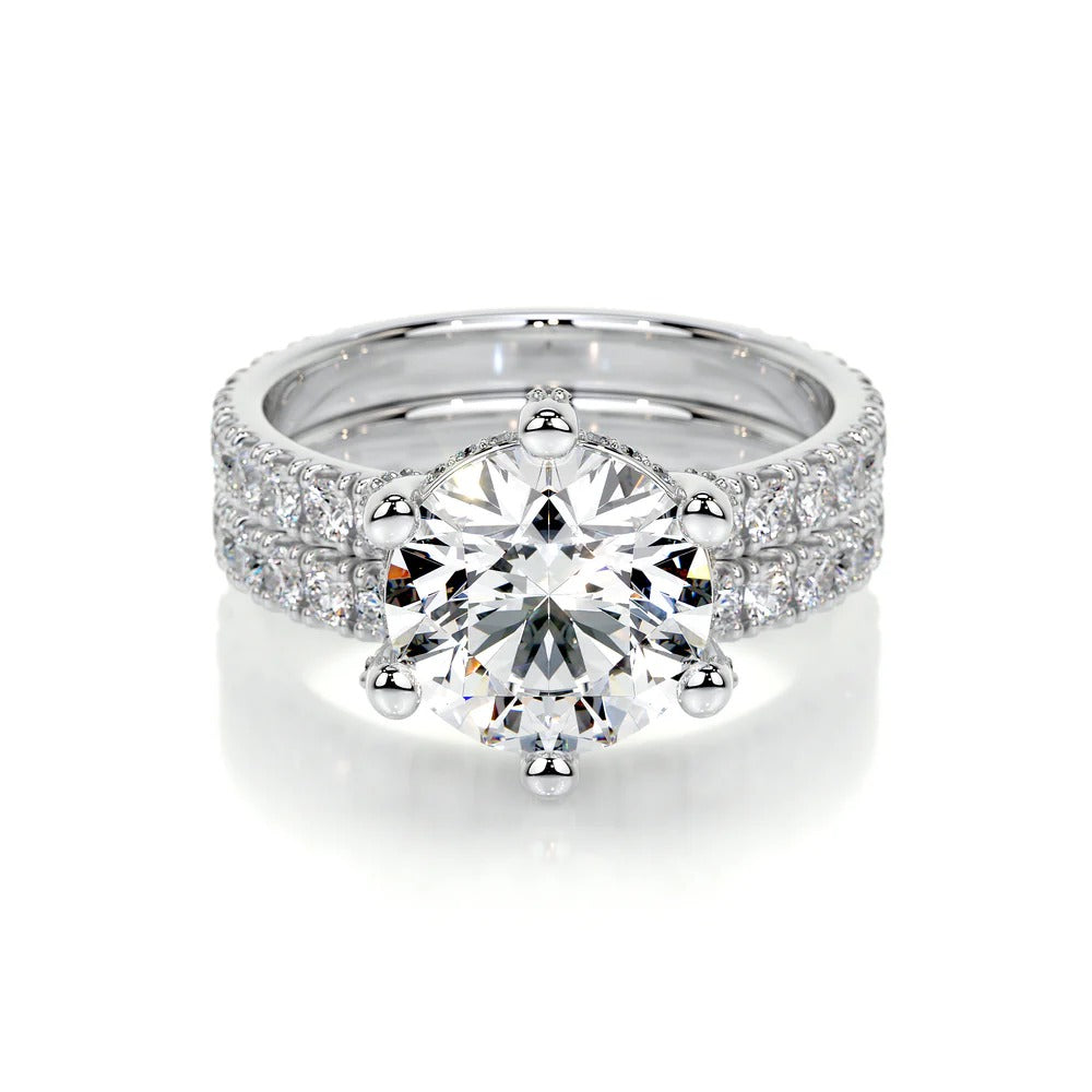 Brilliant Round Cut Hidden Halo Bridal Ring Set