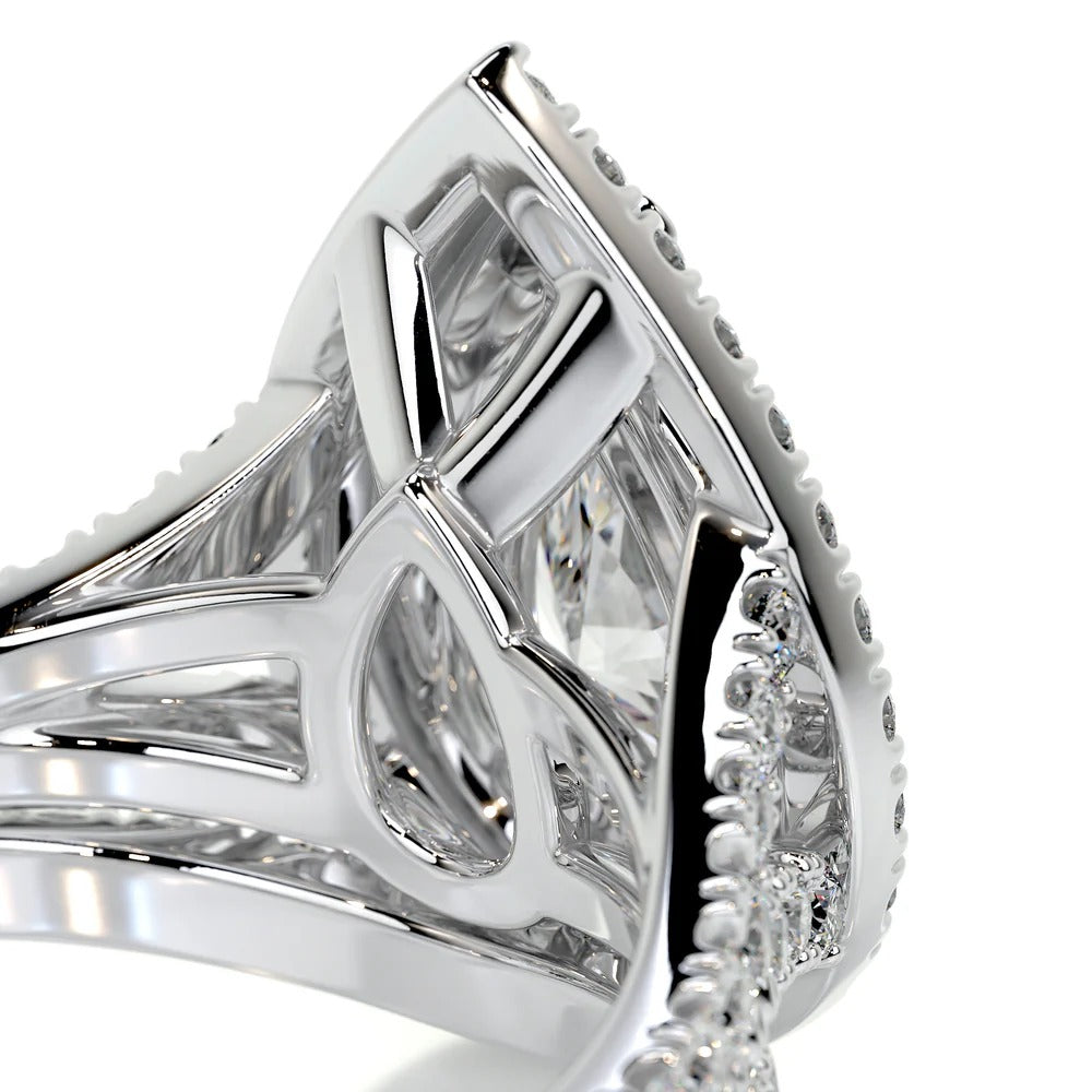 Pear Cut Moissnaite Diamond Double Halo Ring Set