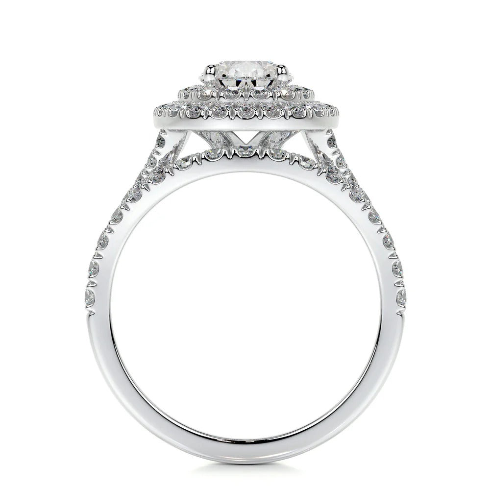 Pear Cut Double Halo Moissanite Bridal Ring Set