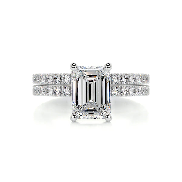Emerald Cut Moissanite Diamond Wedding Ring Set