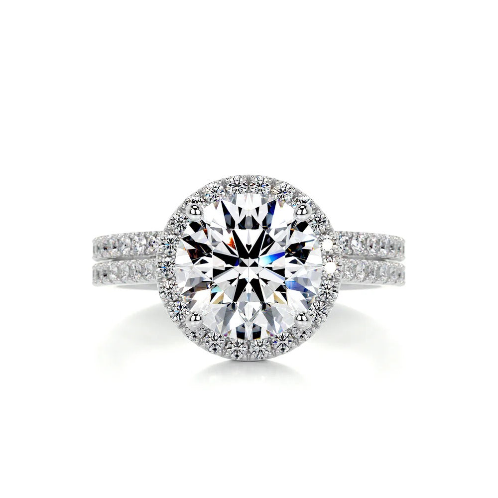 Brilliant Round Cut Halo Bridal Ring Set