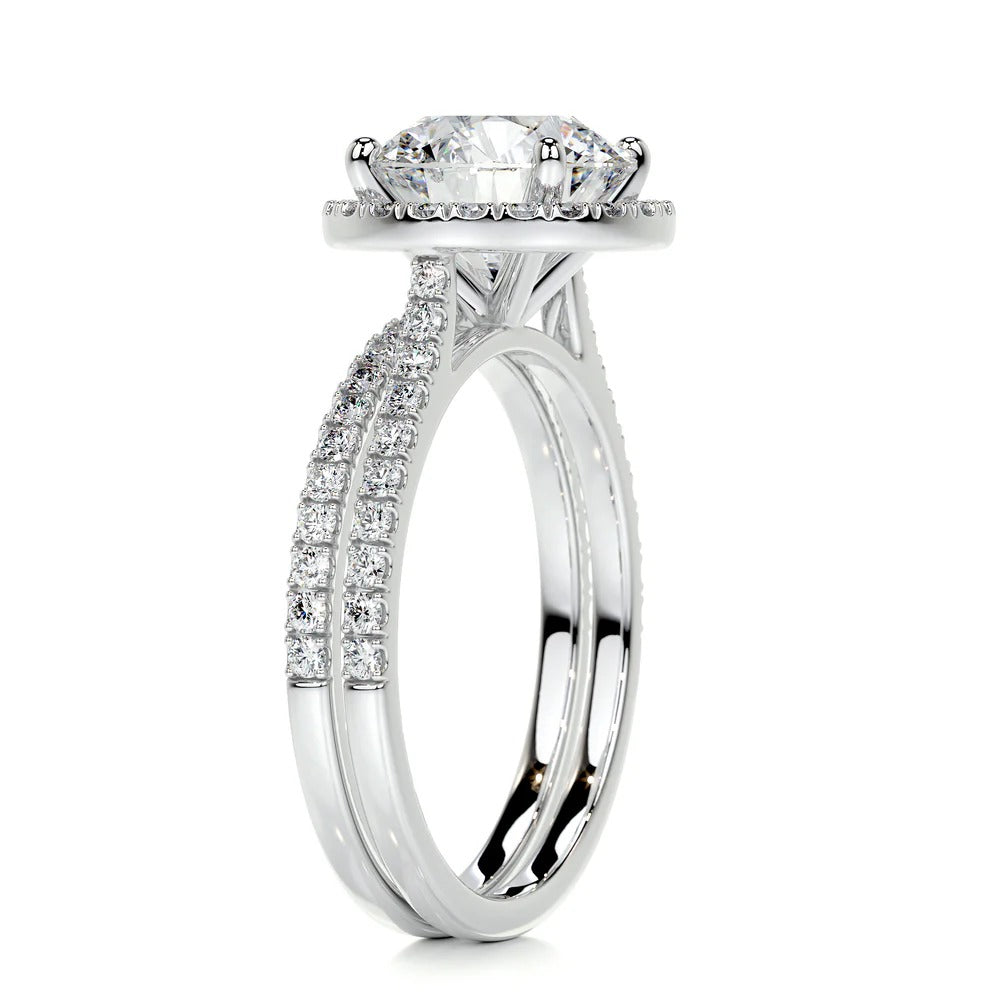 Brilliant Round Cut Halo Bridal Ring Set