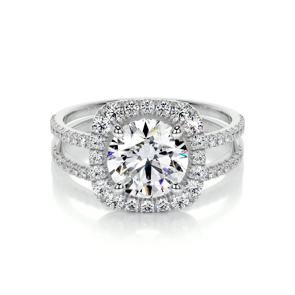 Brilliant Round Cut Halo Moissanite Ring Set