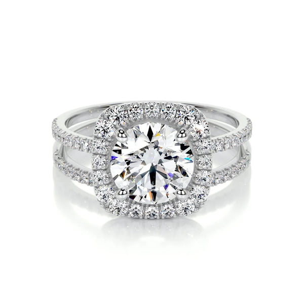 Brilliant Round Cut Halo Moissanite Ring Set
