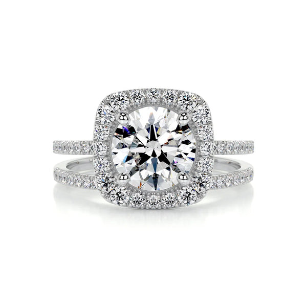 Round Cut Halo Moissanite Wedding Ring Set