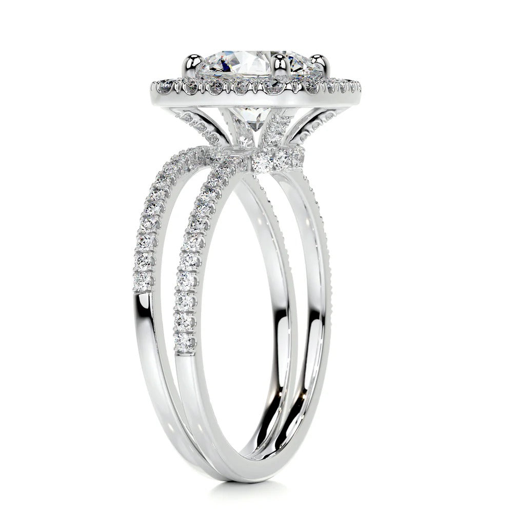 Round Cut Halo Moissanite Wedding Ring Set