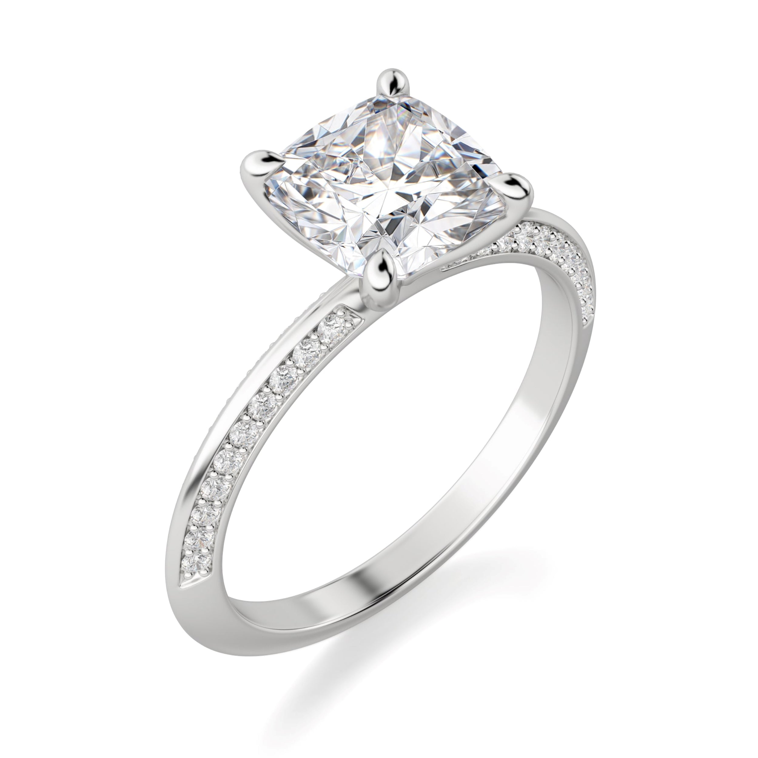 Cushion Cut Knife Edge Moissanite Engagement Ring