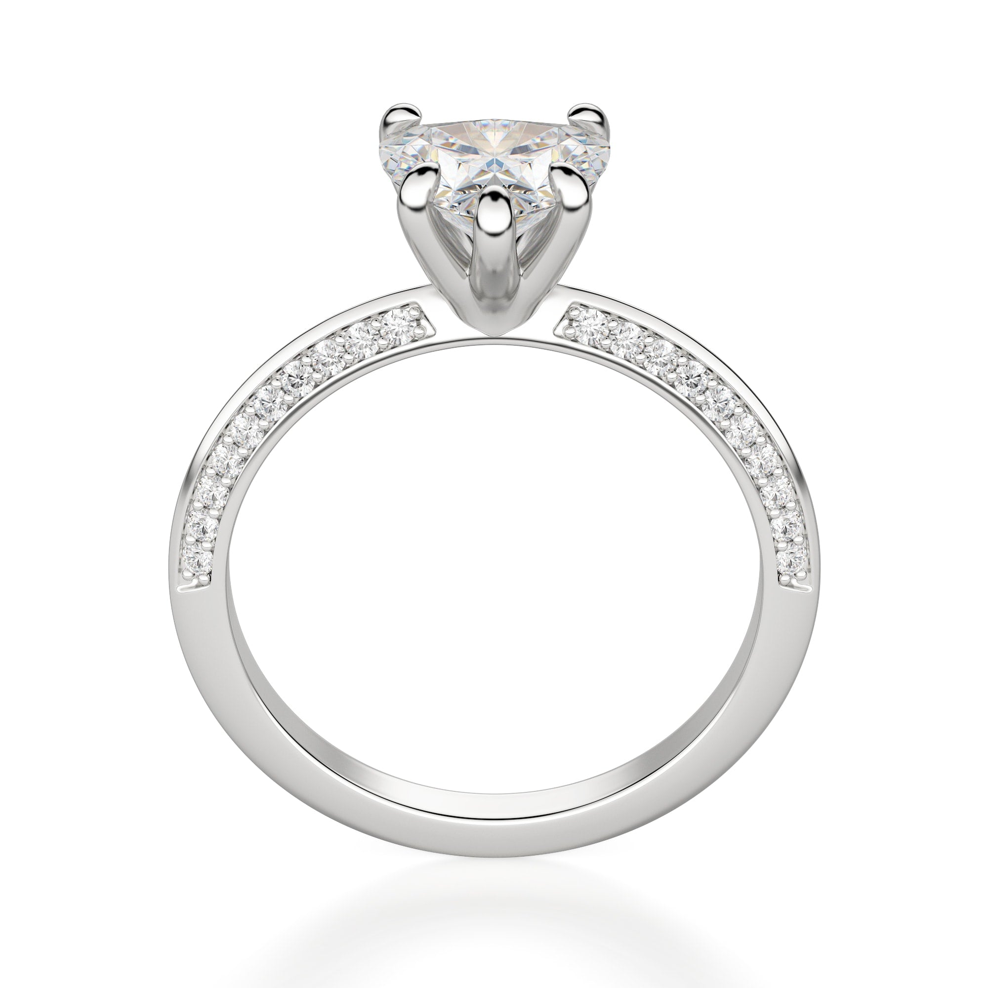 Heart Cut Pave Set Moissanite Engagement Ring