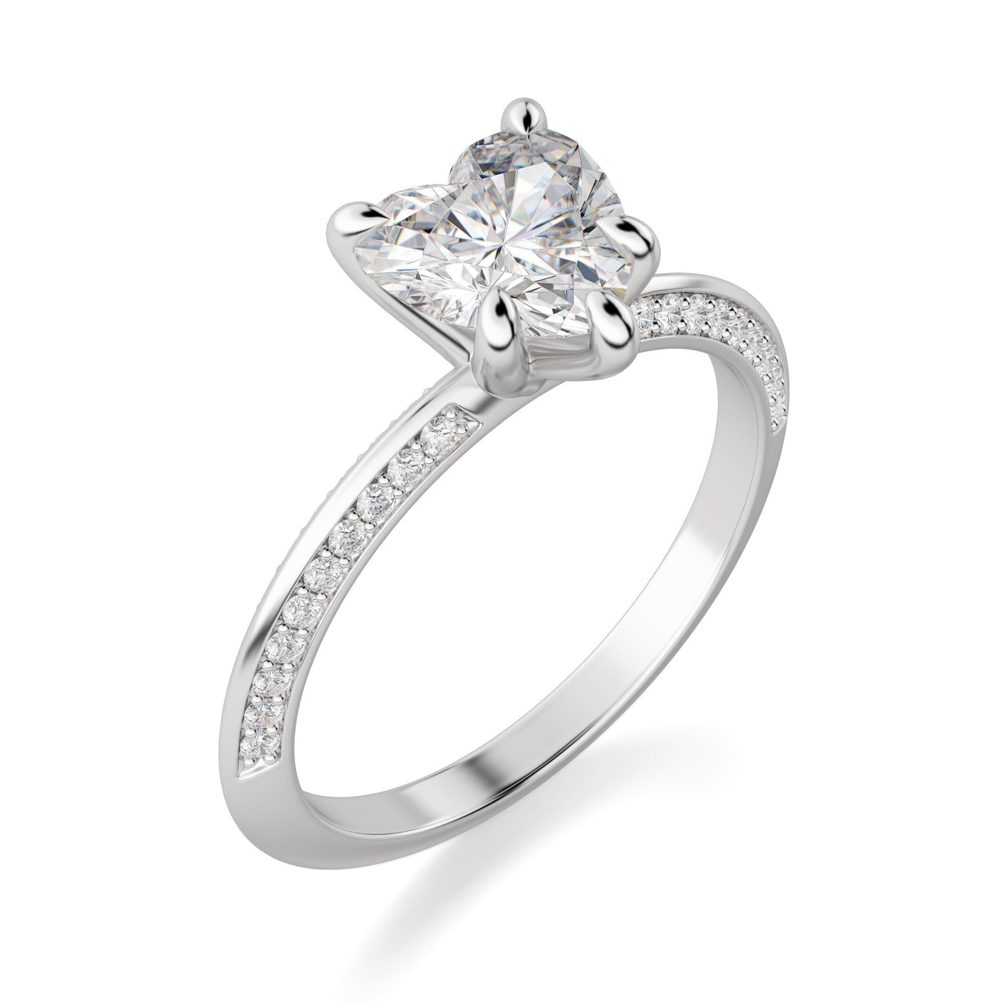 Heart Cut Pave Set Moissanite Engagement Ring