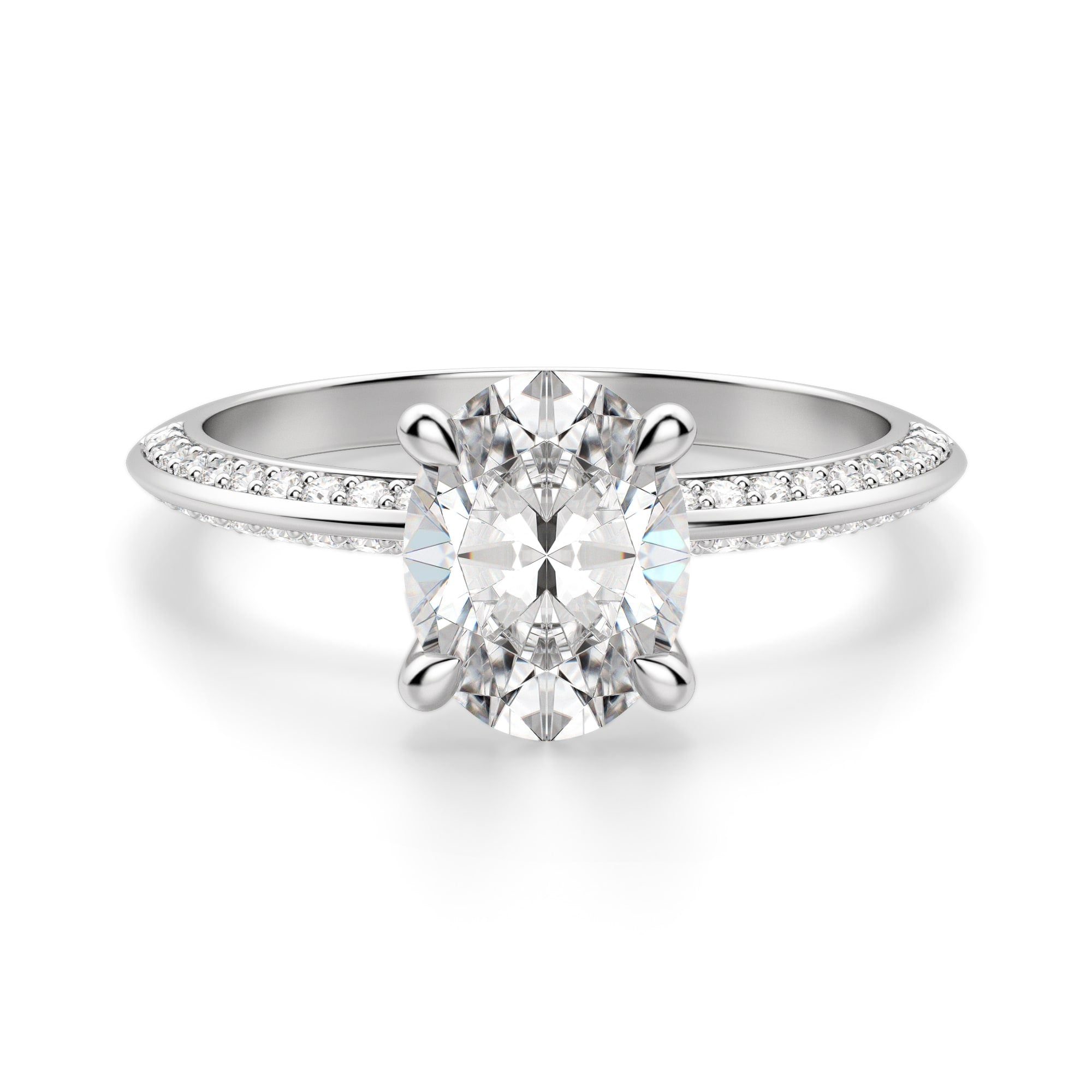 Knife Edge Accented Stone Moissanite Engagement Ring