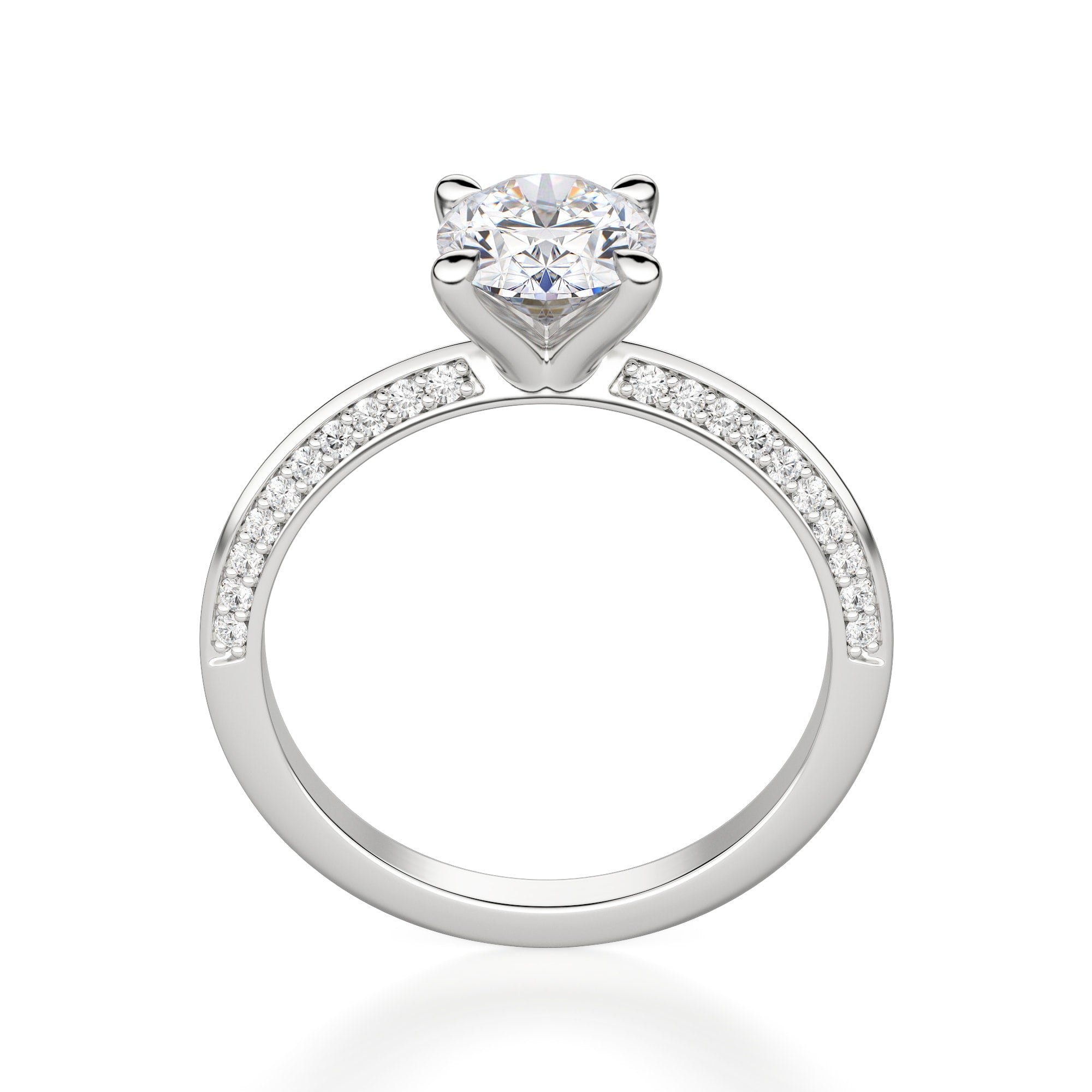 Knife Edge Accented Stone Moissanite Engagement Ring