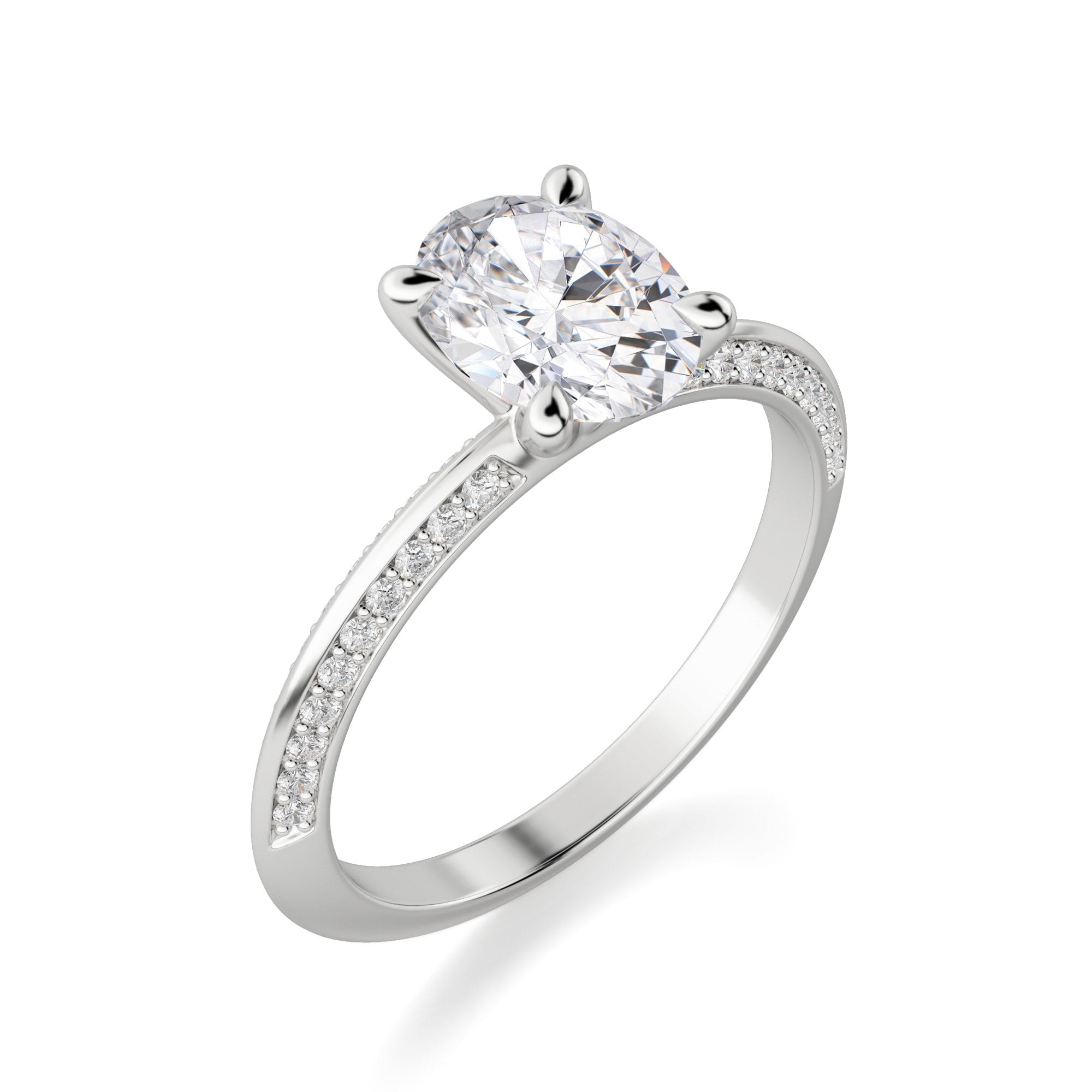 Knife Edge Accented Stone Moissanite Engagement Ring