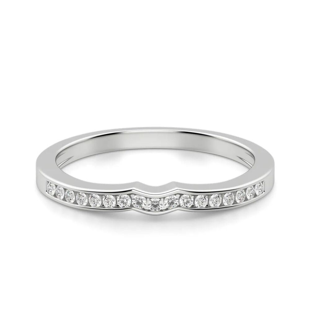 Moissanite Round Cut Curved Style Wedding Band