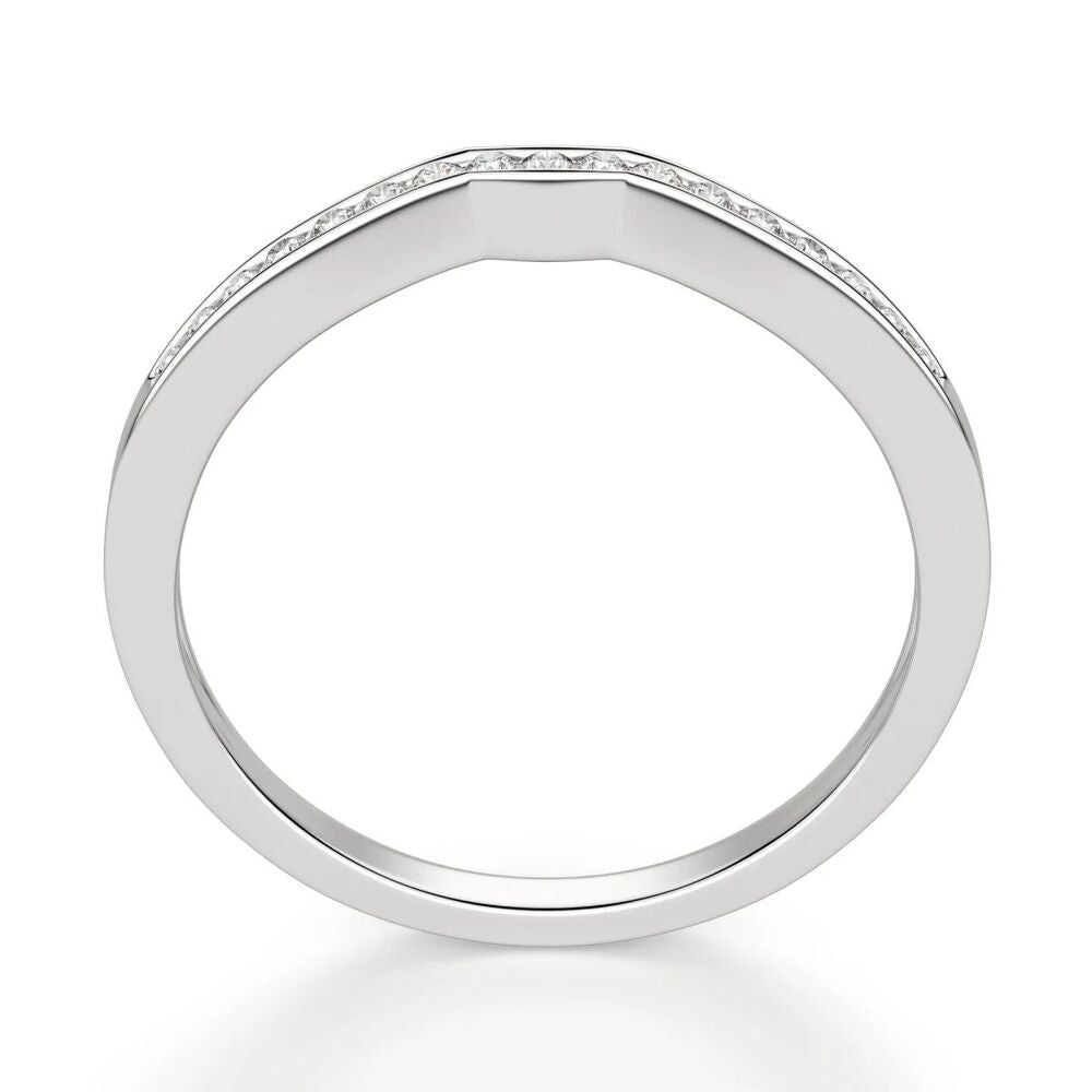 Moissanite Round Cut Curved Style Wedding Band