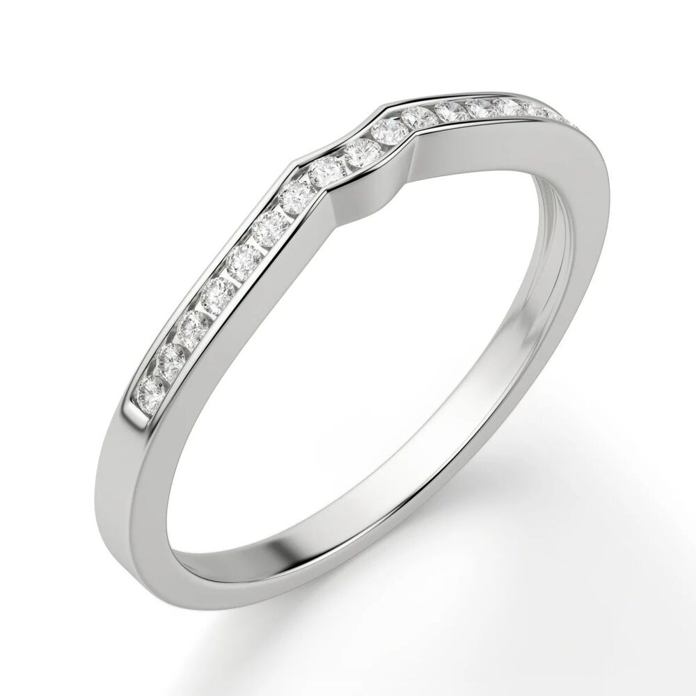 Moissanite Round Cut Curved Style Wedding Band