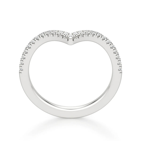 Round Cut Chevron Style Moissanite Wedding Band