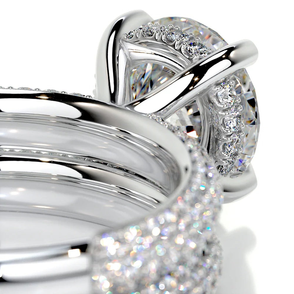 Brilliant Round Cut Hidden Halo Thin Ring Set