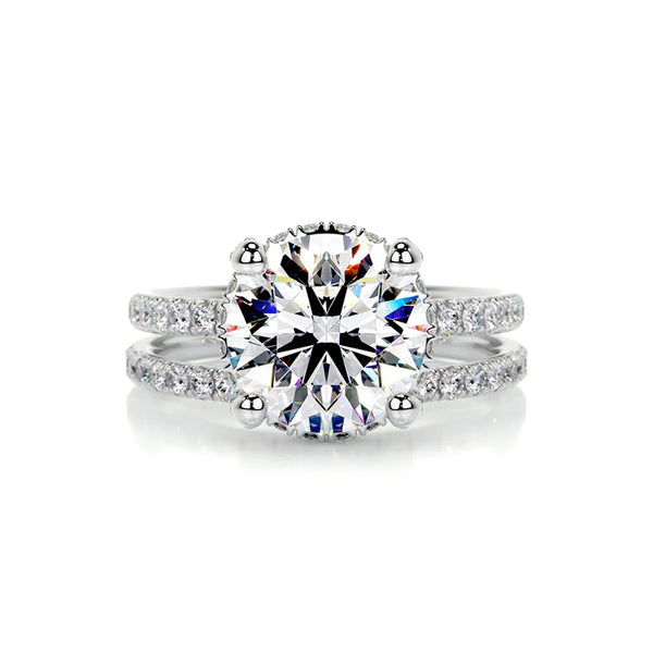 Brilliant Round Cut Hidden Halo Wedding Bridal set