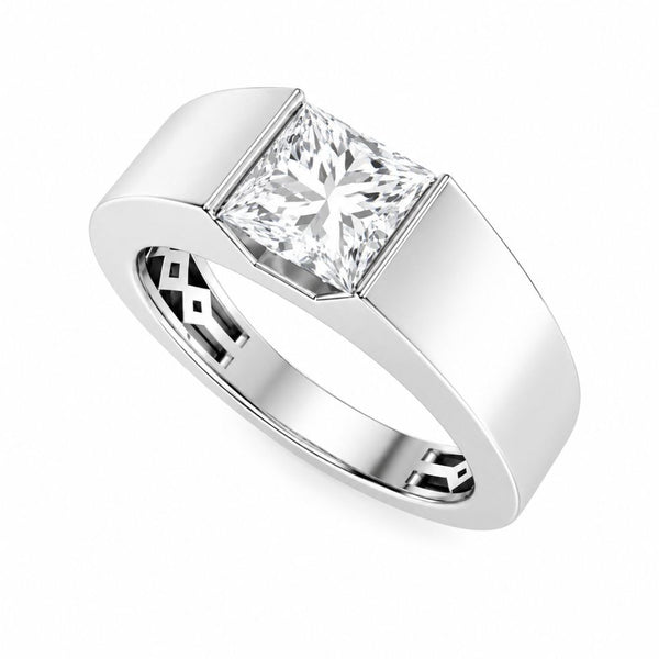 Princess Cut Lab Grown Diamond Bar Set Solitaire Engagement Ring