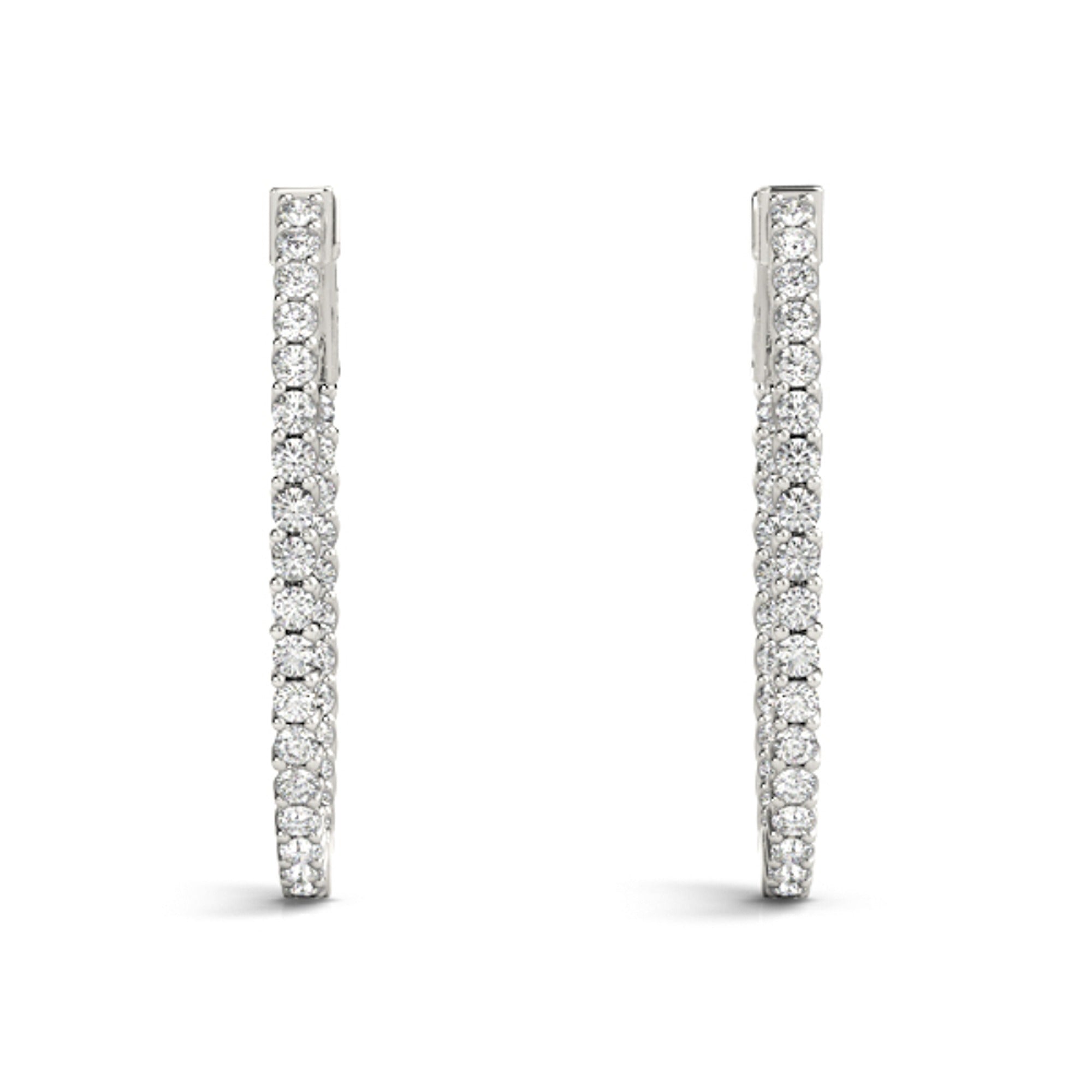 Inside Out Round Cut Moissanite Huggie Hoop Earring