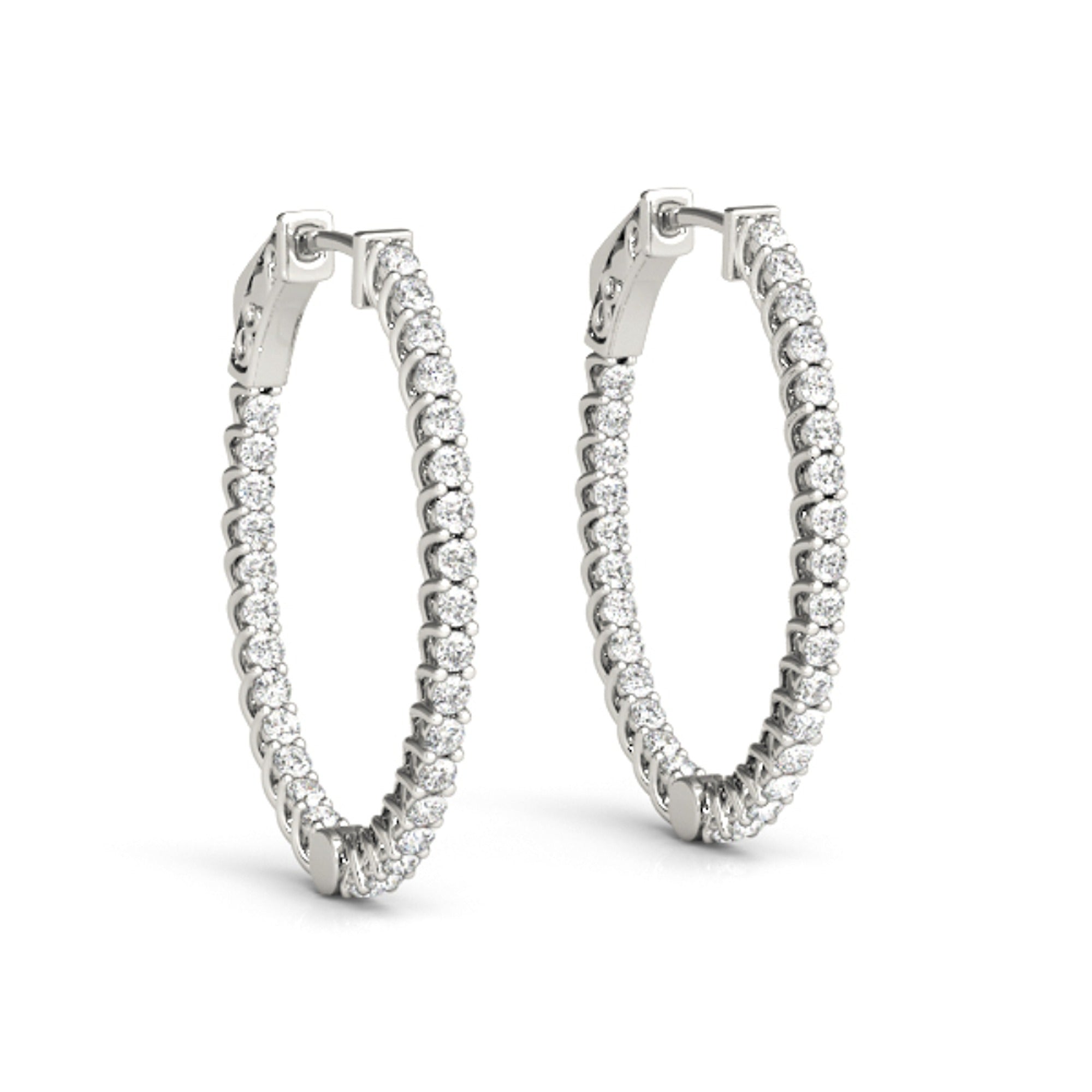 Inside Out Round Cut Moissanite Huggie Hoop Earring