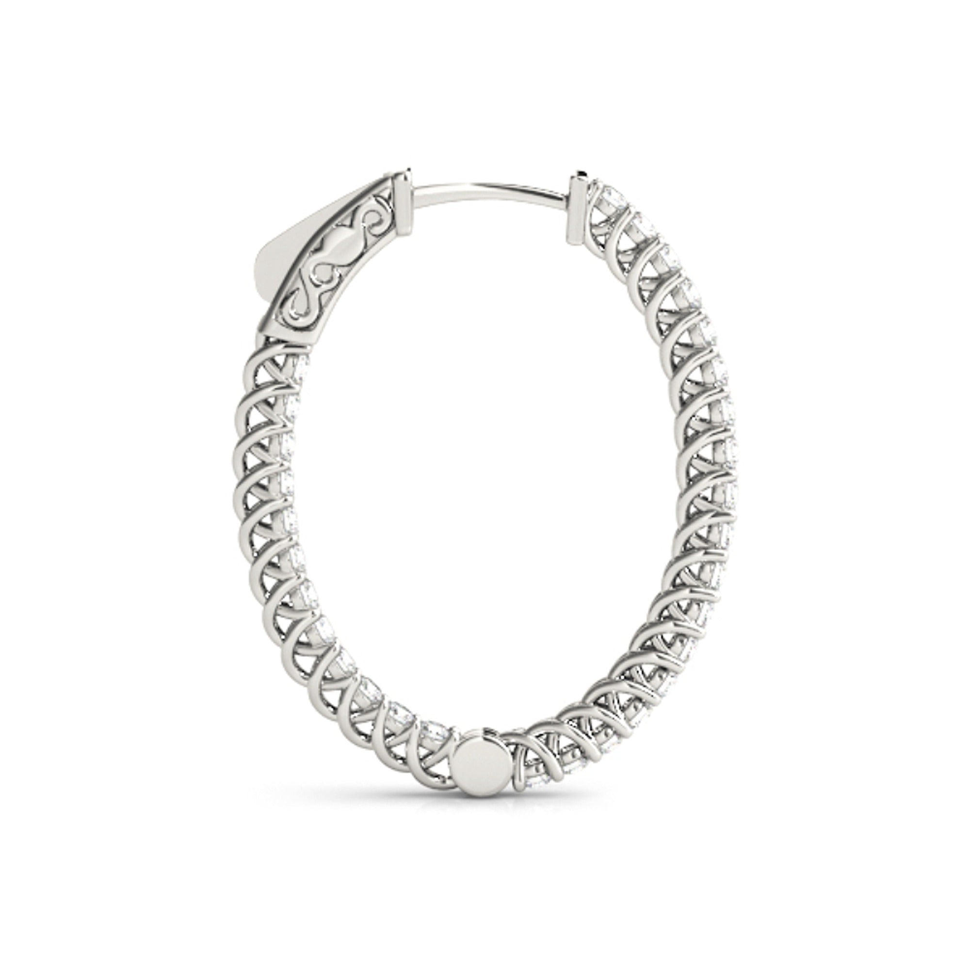 Inside Out Round Cut Moissanite Huggie Hoop Earring