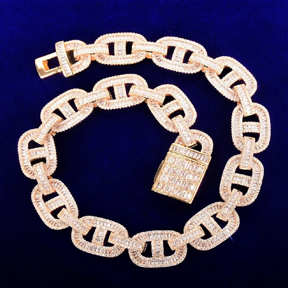 Iced Out Baguette Cut Moissanite G Link Hip Hop Chain