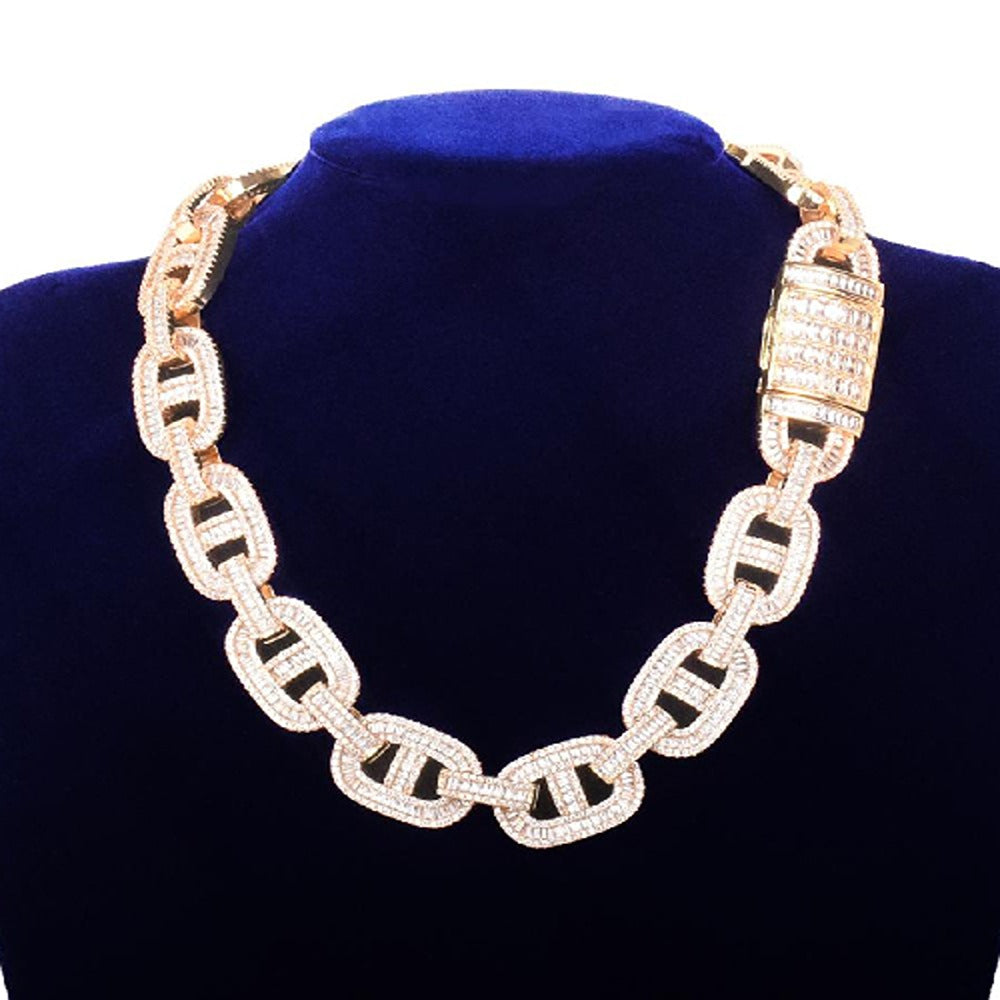 Iced Out Baguette Cut Moissanite G Link Hip Hop Chain