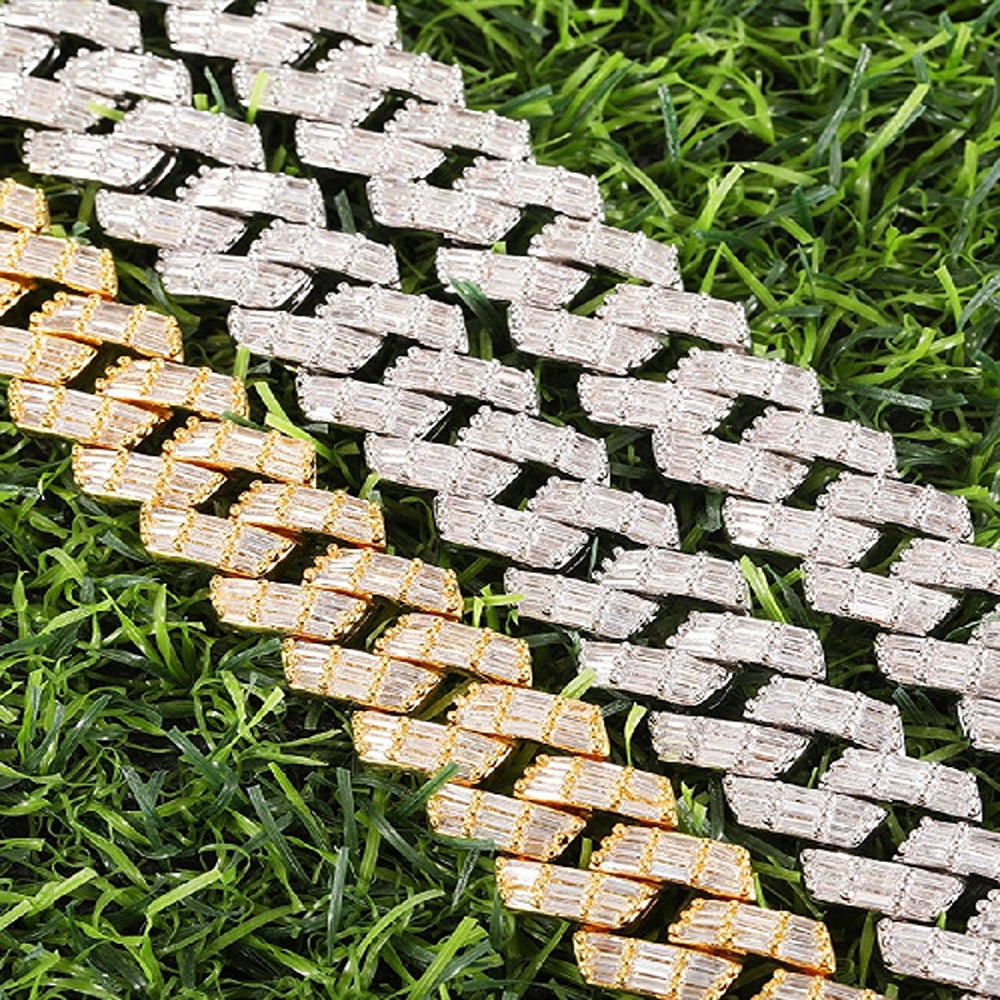 Moissanite Baguette Cut Iced Out Luxury Cuban Chain