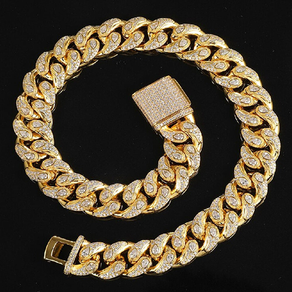 Iced Out Moissanite Unique Cuban Link Hip Hop Necklace