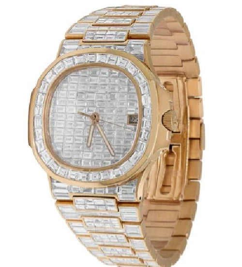 Baguette Moissanite Diamond Patek Luxury Watch for Men's Gift