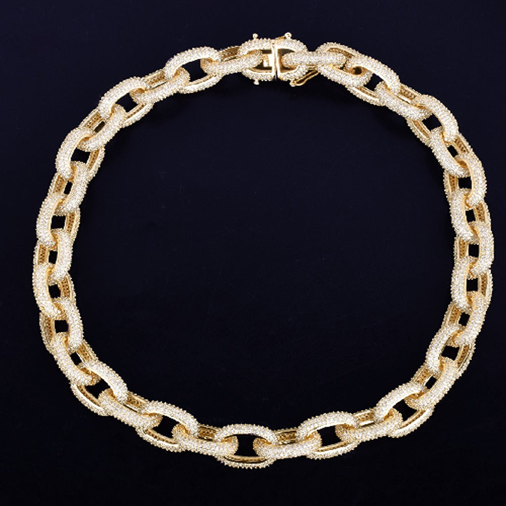 Moissanite Iced Out Rolo Link Hip Hop Rapper Chain