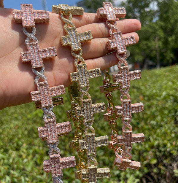 Criss-Cross Infinity Linked Iced Out Moissanite Hip Hop Luxury Unisex Chain Gift for Birthday