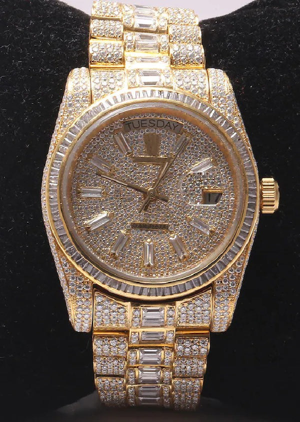 Iced Out Baguette Moissanite Diamond Watches Customized Watch for Men's