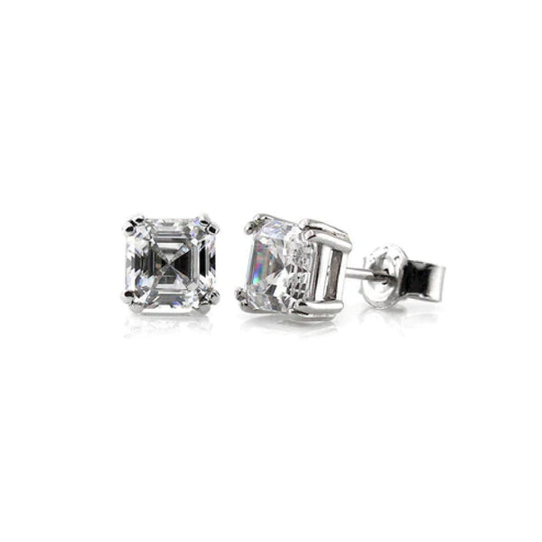 Moissanite Asscher Cut Push Back Stud Earrings