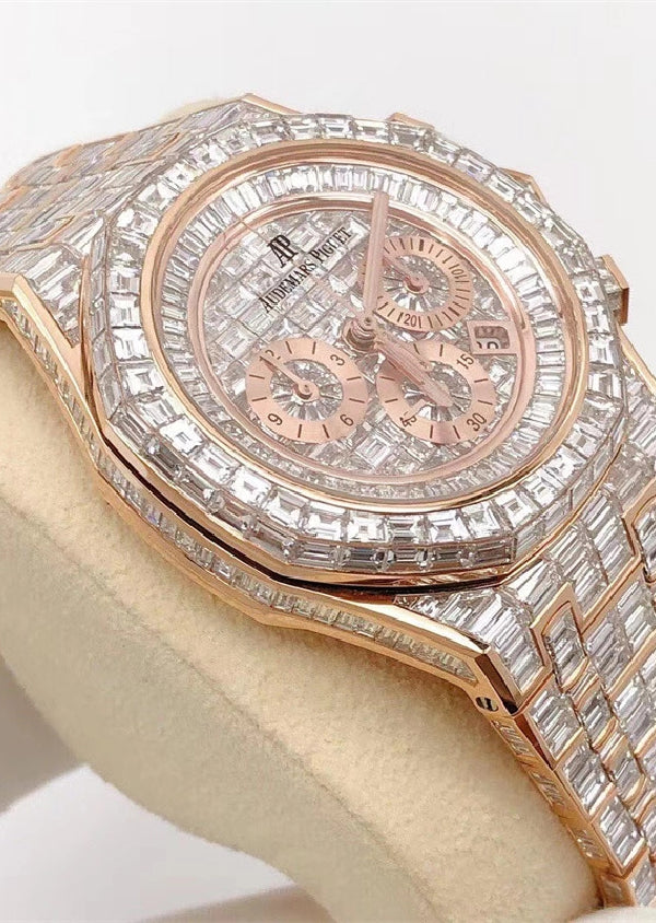 Baguette Cut Moissanite Diamond AP Watches for Men's