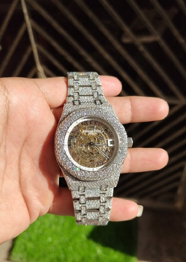 Skeleton Moissanite Diamond Hip Hop Luxury Watch for Men's