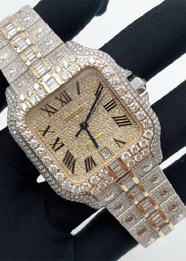 Cartier Automatic Movement Hip Hop Moissanite Diamond Watch