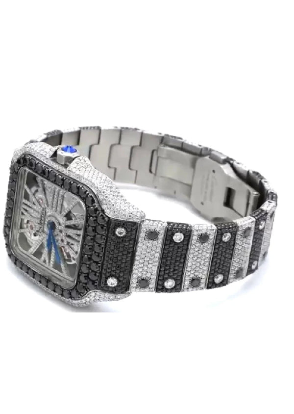 Black Moissanite Diamond Cartier Skeleton Hip Hop Luxury Watch